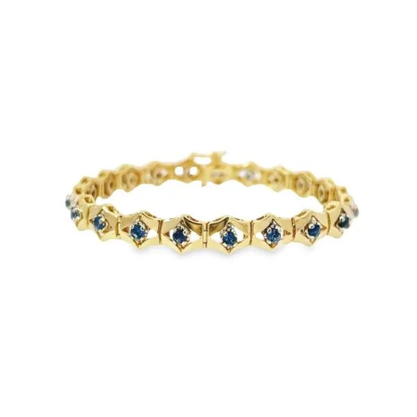 14K Yellow Gold Blue Sapphire Link Bracelet Paul Bensel Jewelers Yuma, AZ