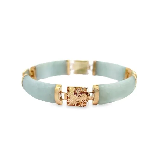 14K Yellow Gold Jadeite Link Bracelet Image 2 Paul Bensel Jewelers Yuma, AZ