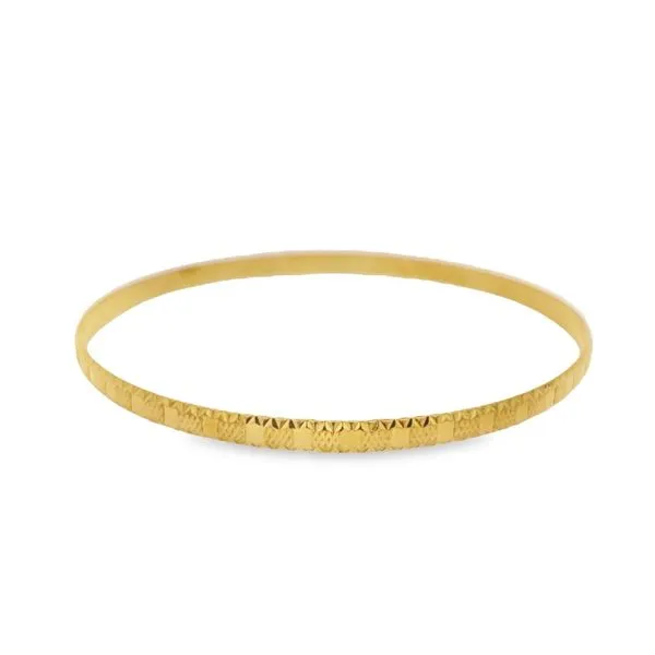 18K Yellow Gold 4 mm Diamond Cut Bangle Bracelet Paul Bensel Jewelers Yuma, AZ