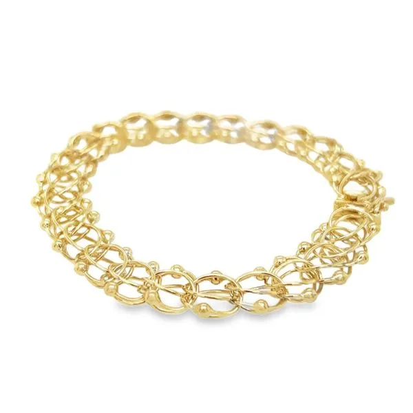 14K Yellow Gold Fancy Double Link Charm Bracelet Image 2 Paul Bensel Jewelers Yuma, AZ