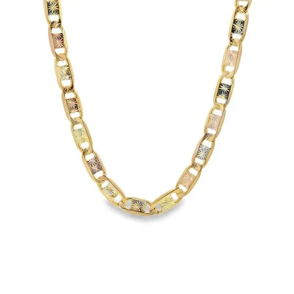 14K Tri Tone 6 mm Valentino Chain - 22 inches Image 3 Paul Bensel Jewelers Yuma, AZ
