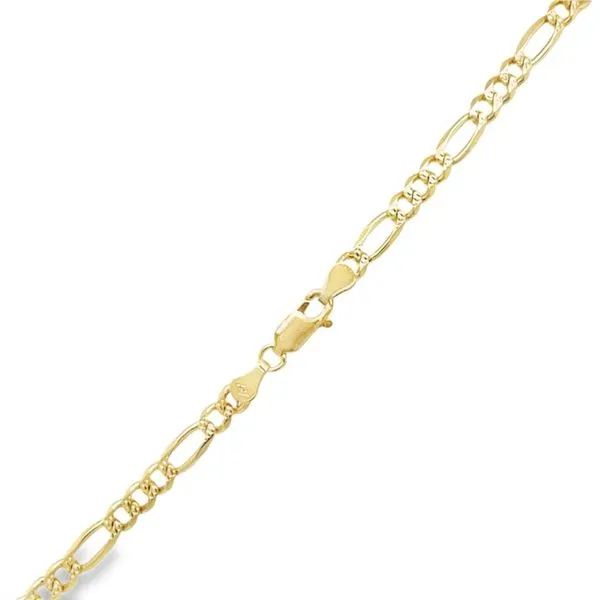 14K Yellow Gold 4.5 mm Pavé Figaro Chain - 21.5 inches Image 2 Paul Bensel Jewelers Yuma, AZ