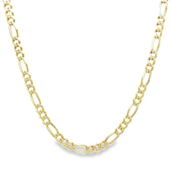 14K Yellow Gold 4.5 mm Pavé Figaro Chain - 21.5 inches Paul Bensel Jewelers Yuma, AZ