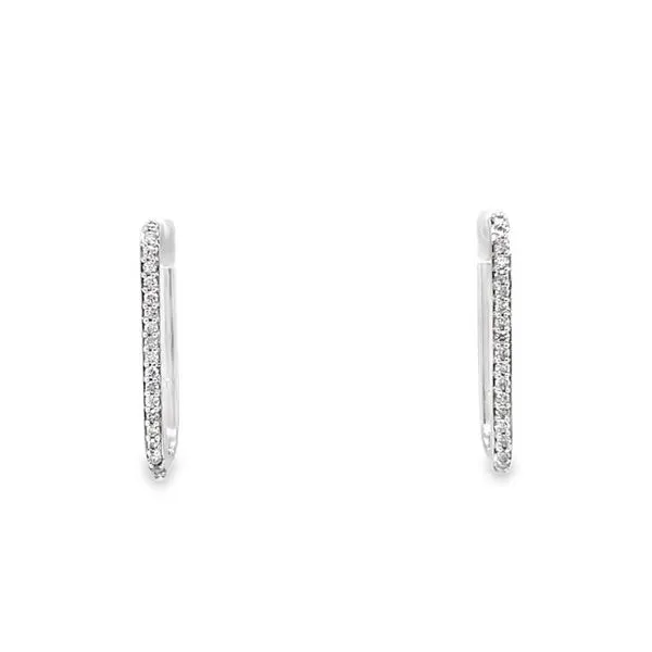 18K White Gold 0.50 ctw Rectangular Diamond Hoops Image 2 Paul Bensel Jewelers Yuma, AZ