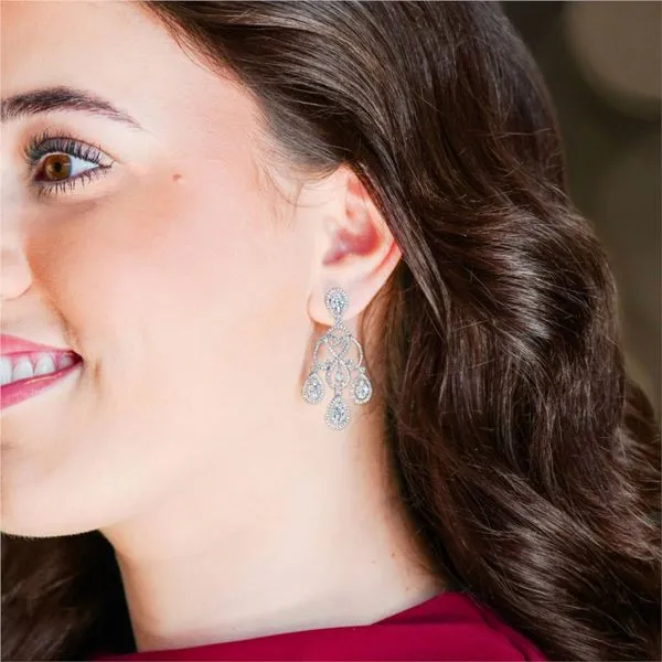 14K White Gold 3 ctw Chandelier Style Diamond Dangle Earring Image 2 Paul Bensel Jewelers Yuma, AZ