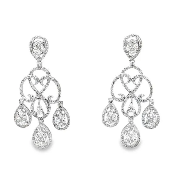 14K White Gold 3 ctw Chandelier Style Diamond Dangle Earring Paul Bensel Jewelers Yuma, AZ
