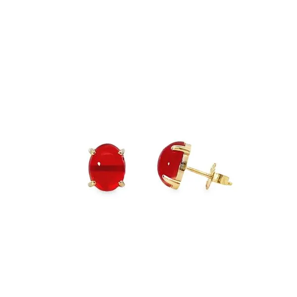 14K Yellow Gold Mexican Fire Opal Stud Style Earrings Paul Bensel Jewelers Yuma, AZ