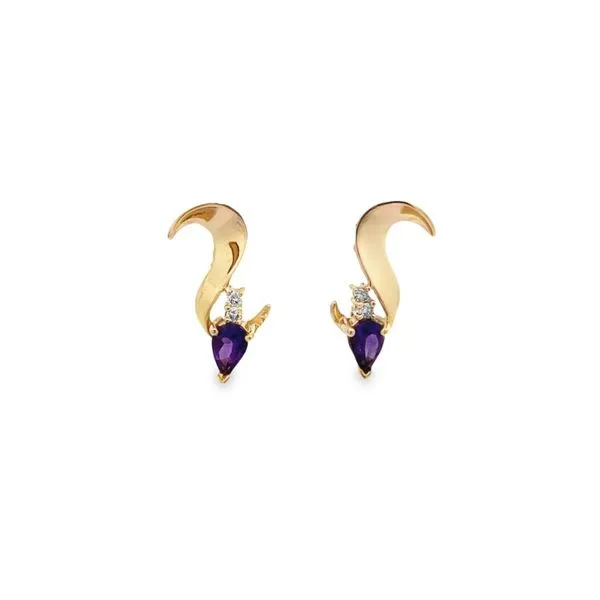 14K Yellow Gold Amethyst and Diamond Drop Earrings Paul Bensel Jewelers Yuma, AZ