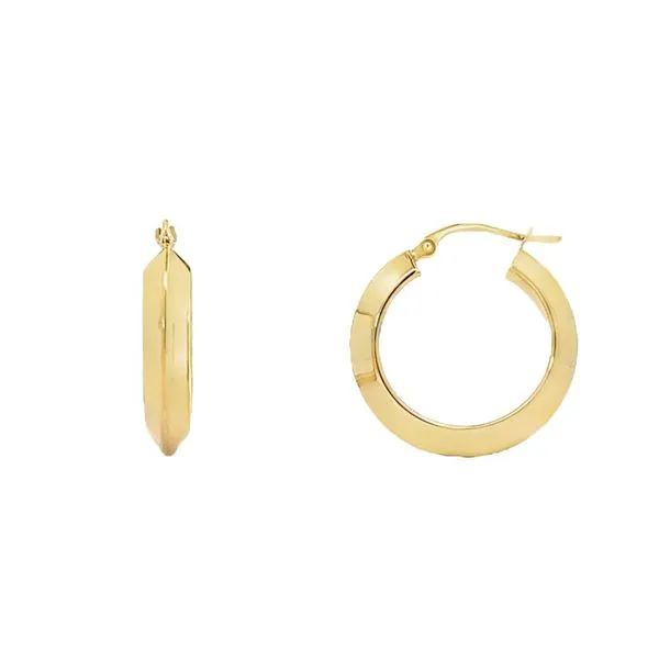 18K Yellow Gold 22.5 mm Knife Edge Hoops Image 2 Paul Bensel Jewelers Yuma, AZ