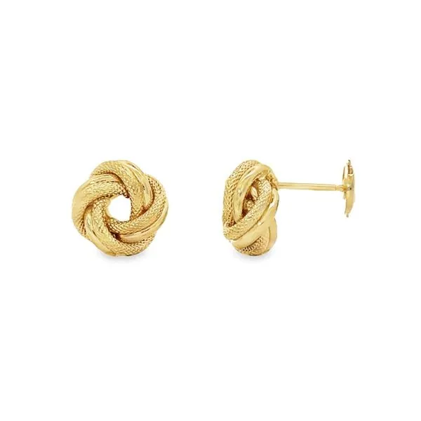 14K Yellow Gold Polished and Textured Love Knot Earrings Paul Bensel Jewelers Yuma, AZ