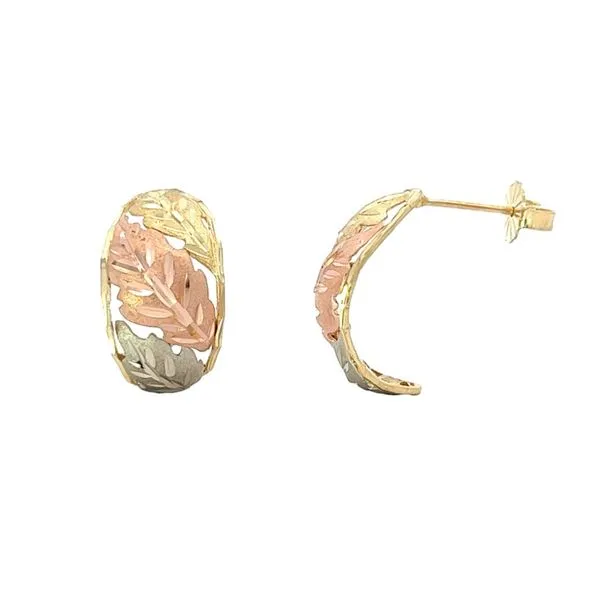 14K Tri Tone Black Hills Gold Half Hoop Earrings Image 2 Paul Bensel Jewelers Yuma, AZ