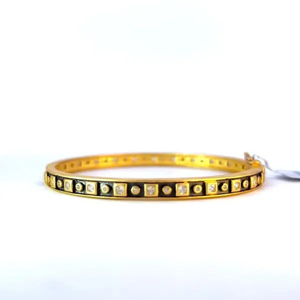 Sterling Silver & Gold Vermeil CZ's Bangle Peran & Scannell Jewelers Houston, TX