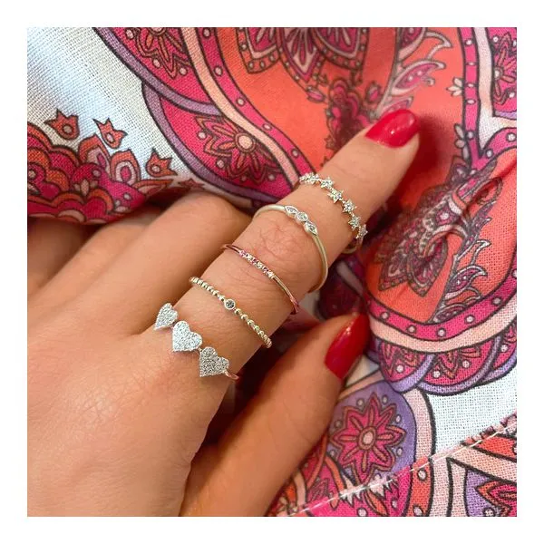 14K Yellow Gold Dainty Diamond Spot Band Image 2 Peran & Scannell Jewelers Houston, TX