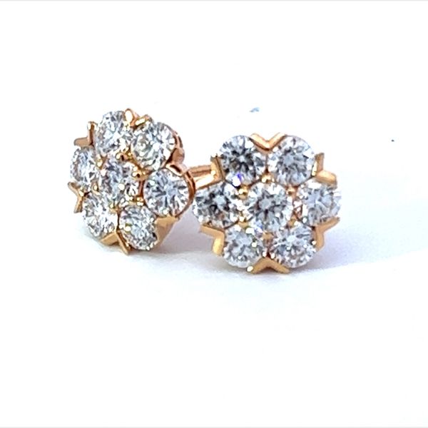18K Rose Gold & Diamond Cluster Stud Earrings Peran & Scannell Jewelers Houston, TX