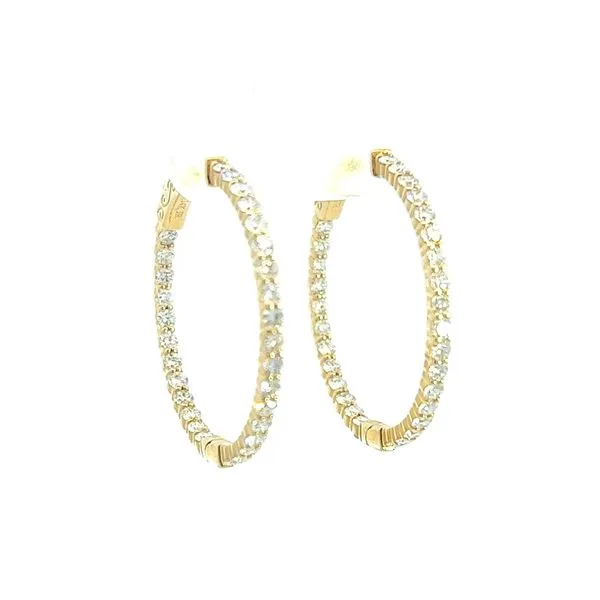 14K Yellow Gold & Diamond 30mm Round Hoop Earrings Peran & Scannell Jewelers Houston, TX
