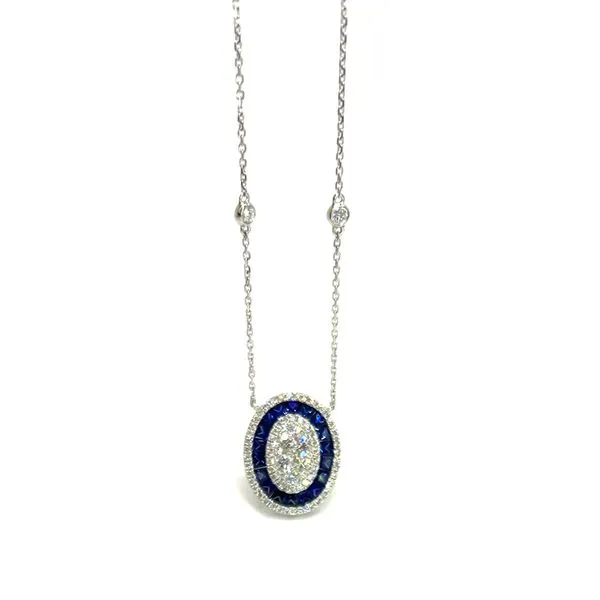 18K White Gold Sapphire & Diamond Necklace Peran & Scannell Jewelers Houston, TX