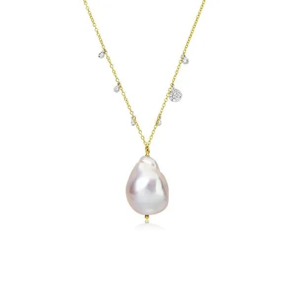Baroque Pearl and Diamond Necklace Peran & Scannell Jewelers Houston, TX
