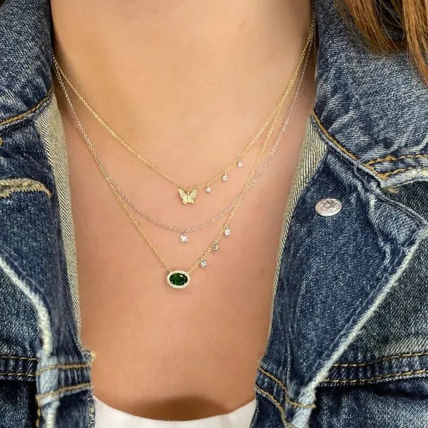 Dainty Diamond Butterfly Necklace Image 2 Peran & Scannell Jewelers Houston, TX