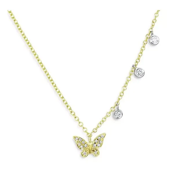 Dainty Diamond Butterfly Necklace Peran & Scannell Jewelers Houston, TX