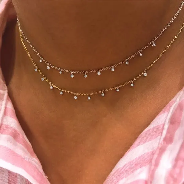 14K Yellow Gold Diamond Necklace Image 2 Peran & Scannell Jewelers Houston, TX