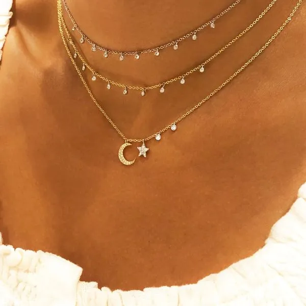14K Yellow Gold Diamond Necklace Image 3 Peran & Scannell Jewelers Houston, TX
