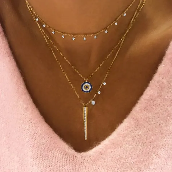 14K Yellow Gold Diamond Necklace Image 4 Peran & Scannell Jewelers Houston, TX