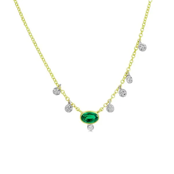 14K Yellow Gold Diamond and Emerald Necklace similar item image