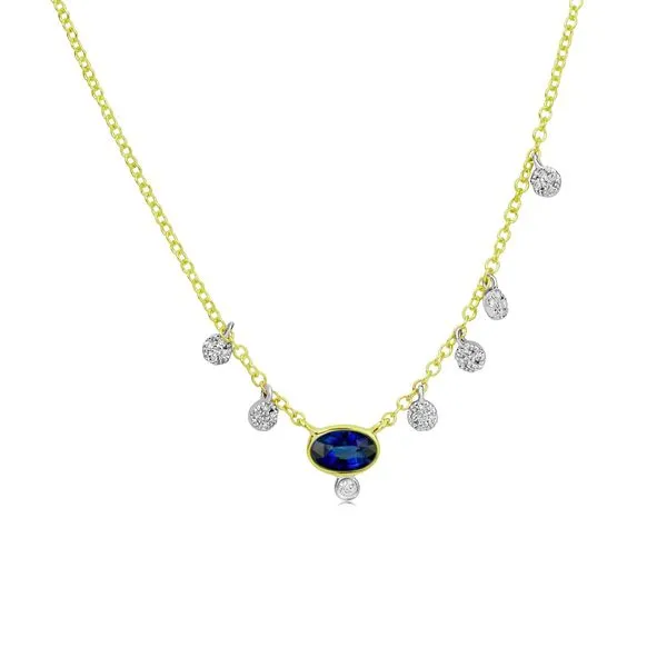 14K Dainty Sapphire and Diamond Necklace similar item image