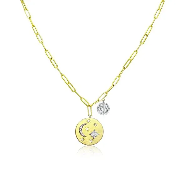 14K Yellow Gold Celestial Medal Diamond Necklace similar item image