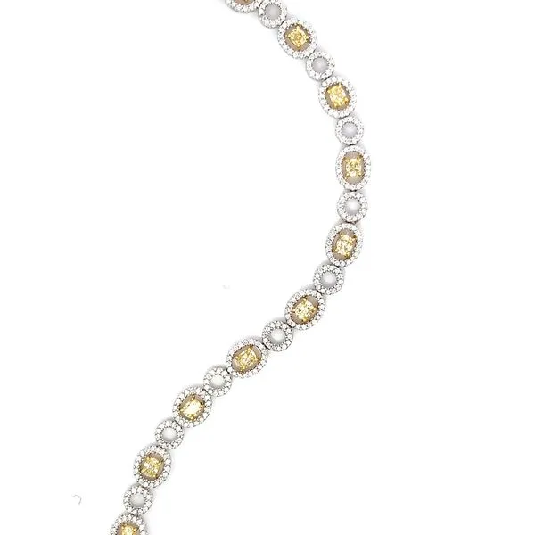 18K White and Yellow Gold Bracelet with Yellow and White Diamonds Image 3 Peran & Scannell Jewelers Houston, TX