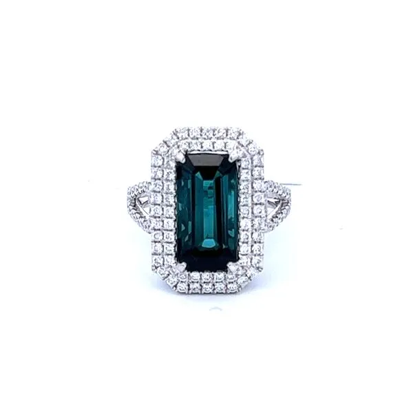 18K White Gold Indicolite & Diamond Ring Peran & Scannell Jewelers Houston, TX