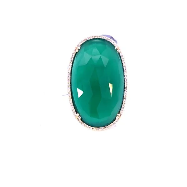 14K Yellow Gold Green Agate & Diamond Ring Peran & Scannell Jewelers Houston, TX
