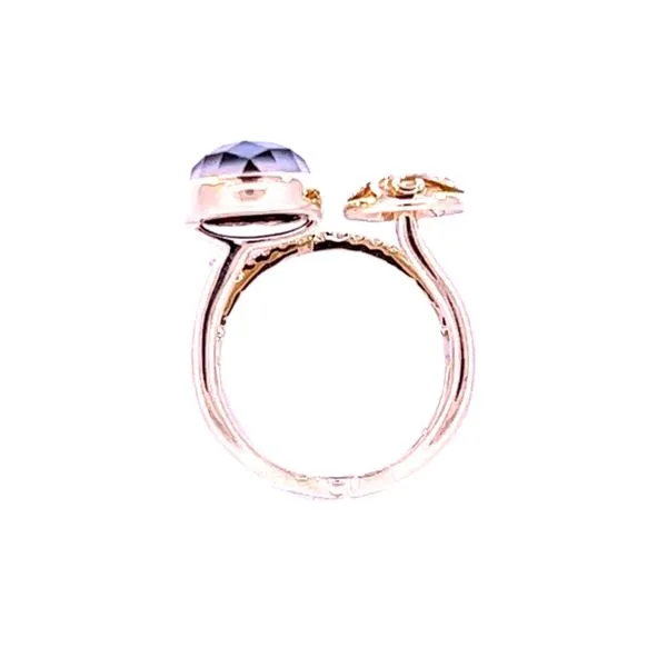 14K Yellow Gold Moon Stone/ Onyx & Diamond Ring Image 2 Peran & Scannell Jewelers Houston, TX