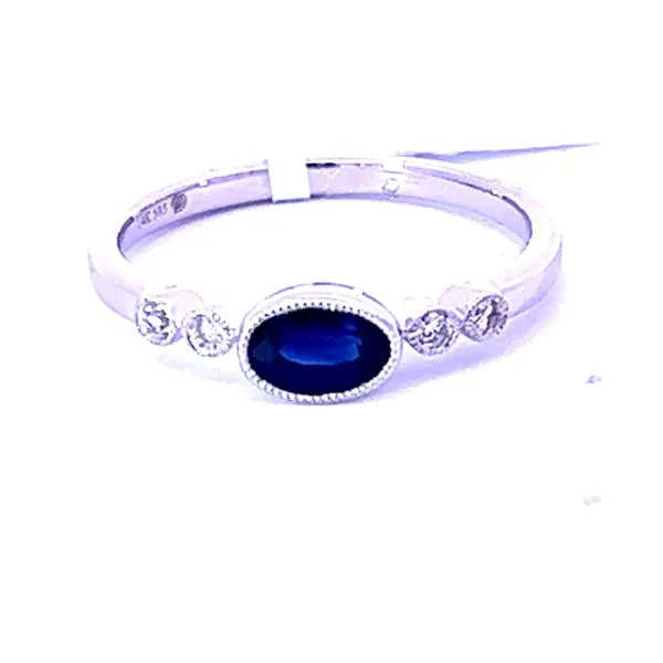 14K White Gold Blue Sapphire & Diamond Ring Peran & Scannell Jewelers Houston, TX