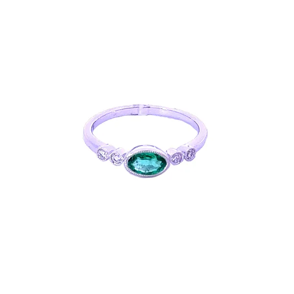 14K White Gold Emerald & Diamond Ring Peran & Scannell Jewelers Houston, TX