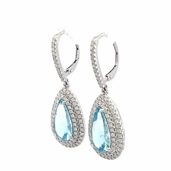 18K White Gold Aquamarine and Diamond Earrings Image 3 Peran & Scannell Jewelers Houston, TX