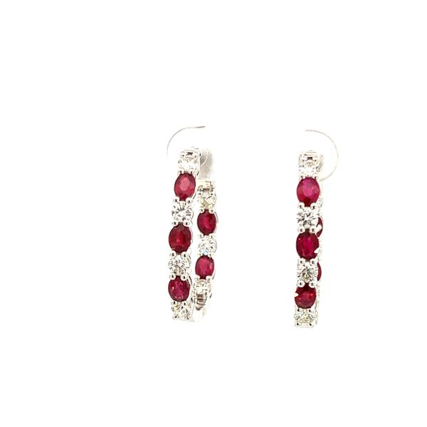 18K White Gold Inside Outside Earrings with Rubies and Diamonds Peran & Scannell Jewelers Houston, TX