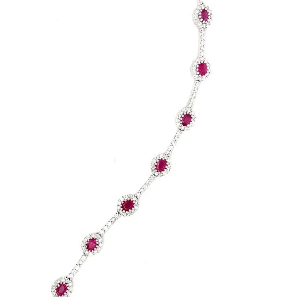 18K White Gold Ruby & Diamond Bracelet Image 2 Peran & Scannell Jewelers Houston, TX