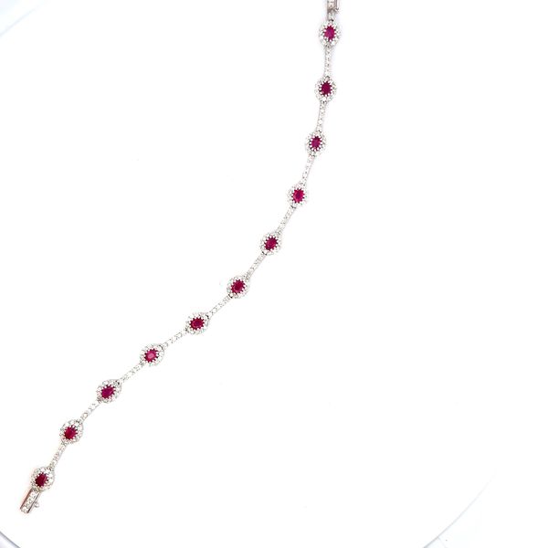 18K White Gold Ruby & Diamond Bracelet Image 3 Peran & Scannell Jewelers Houston, TX