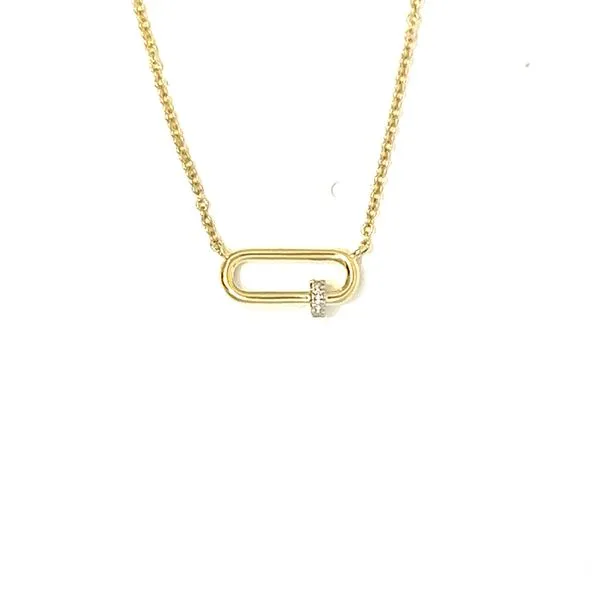 14K Yellow Gold Dainty Lock Necklace Peran & Scannell Jewelers Houston, TX