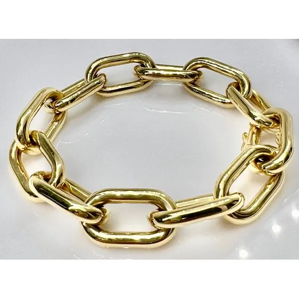 18 Karat Yellow Gold Oval Alternating Link Bracelet Peran & Scannell Jewelers Houston, TX