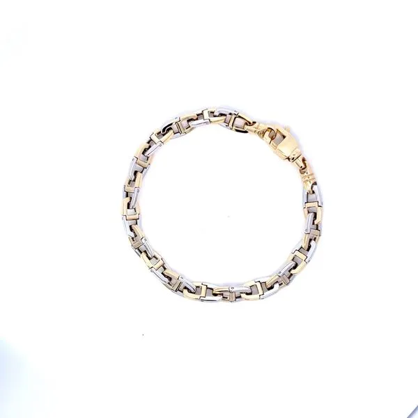 14K Yellow and White Gold Horseshoe Flex Links Men's Bracelet Peran & Scannell Jewelers Houston, TX