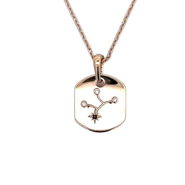 Vermeil Virgo Constellation Necklace with Blue Sapphire and Diamonds Peran & Scannell Jewelers Houston, TX