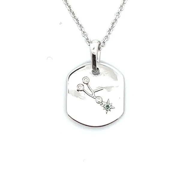 Sterling Silver Taurus Bull Constellation Tag Pendant Necklace Peran & Scannell Jewelers Houston, TX