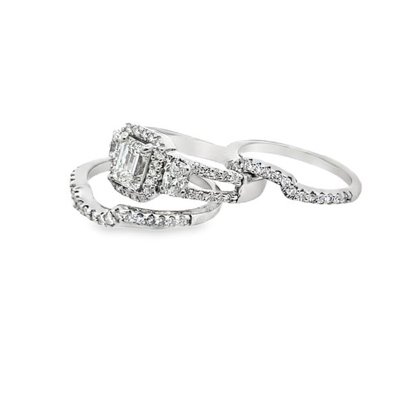 Estate 14k White Gold Emerald Cut Diamond Engagement Ring & Wedding Band Set | 1ct Center | 3-Piece Perry's Emporium Wilmington, NC