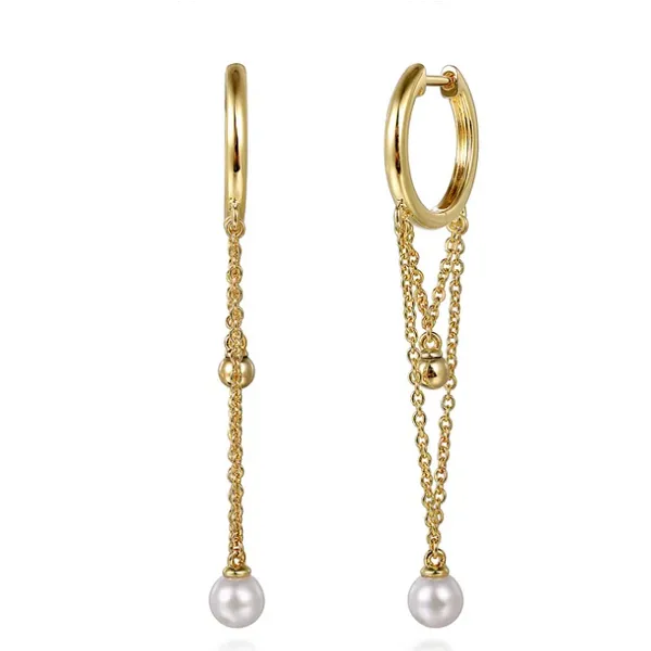 Gabriel Gold and Pearl Drop Earrings Perry's Emporium Wilmington, NC