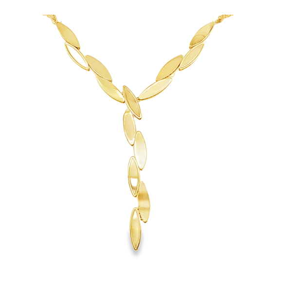 Gold Duo Finsih Oval Lariat Necklace Perry's Emporium Wilmington, NC