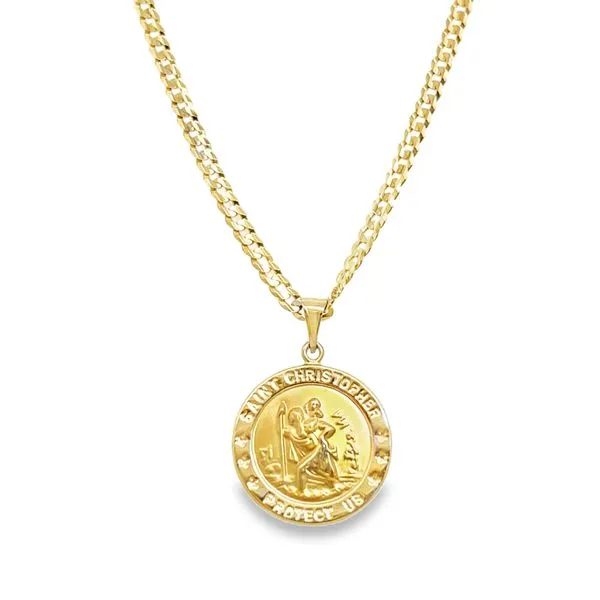 Gold Saint Christopher Pendant Necklace Perry's Emporium Wilmington, NC