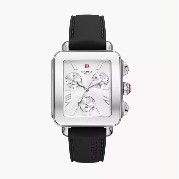 Deco Sport Chronograph Stainless Steel Black Silicone Watch Perry's Emporium Wilmington, NC