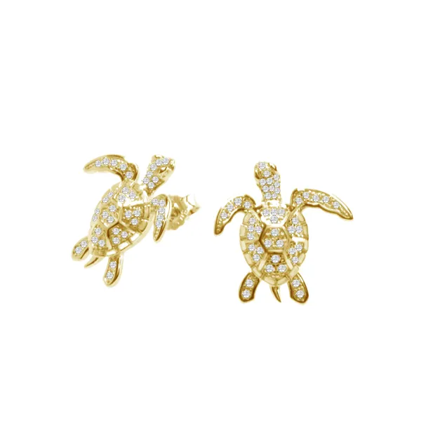 Pave Crystal Turtle Studs Perry's Emporium Wilmington, NC